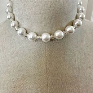 Faux pearl crystal   choker  necklace